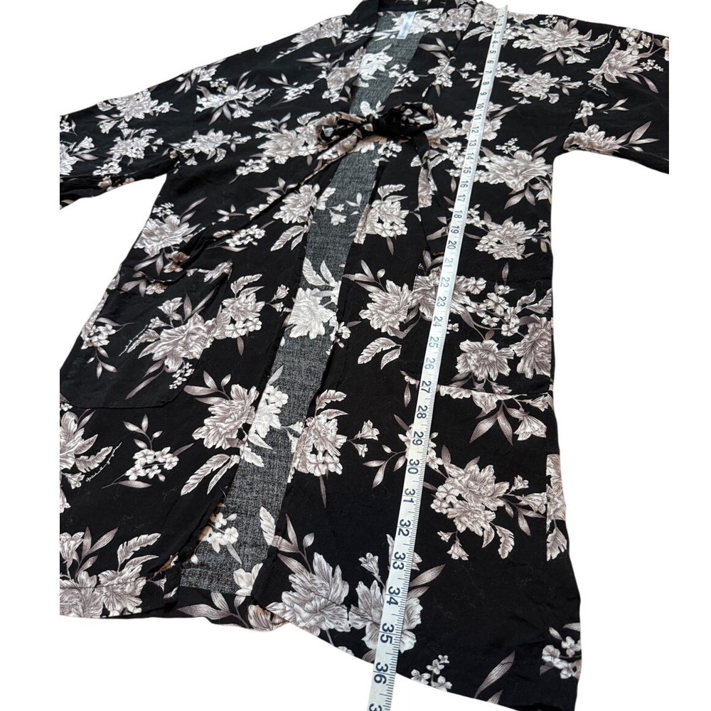 Spiritual Gangster Black White Floral Kimono Duster Cardigan OS Boho Fairy - Picture 4 of 9